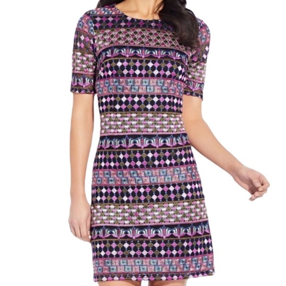 Adrianna Papell Dresses & Skirts - Adrianna Papell Embroidered Abstract Multi Color Dress Size 10